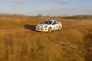 Travis Pastrana / John Buffum on a shakedown run at the practice stage in their Subaru WRX STi.