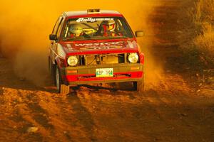 Daryn Chernick / Heidi Nunnemacher at speed on a straight of the practice stage in their VW GTI.