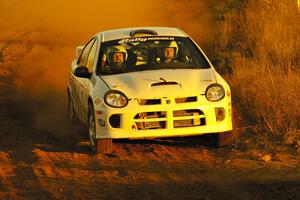 The Zach Babcock / Jeff Miller Dodge SRT-4 rockets out of a sweeper on the practice stage.