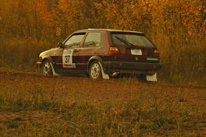 Billy Mann / Josh VanDenHeuvel accelerate down a straight on the practice stage in their VW GTI.