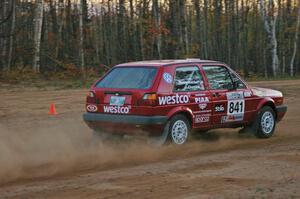 Daryn Chernick / Heidi Nunnemacher come into the finish of the practice stage in their VW GTI.