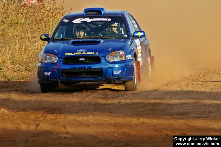 Slawomir Balda / Janusz Topor set their Subaru WRX for a 90-left on the practice stage.