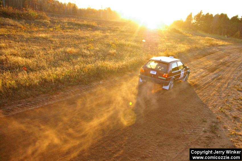 The Billy Mann / Josh VanDenHeuvel VW GTI blasts down a straight on the practice stage.