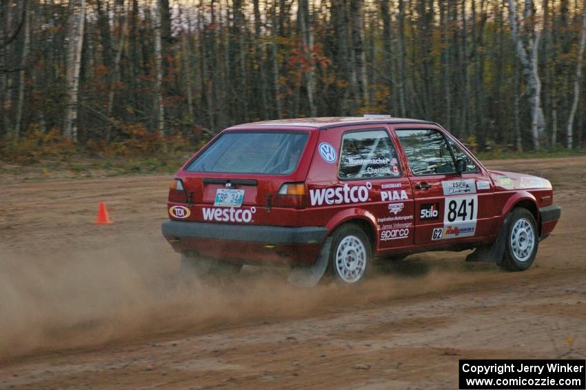 Daryn Chernick / Heidi Nunnemacher come into the finish of the practice stage in their VW GTI.