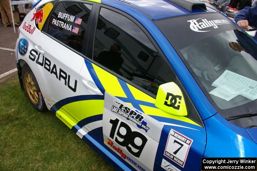 John Buffum was navigating for Travis Pastrana this round in his Subaru WRX STi (1).