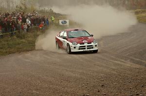 Doug Shepherd / Karen Wagner prepare for a hard left at the spectator point of SS1 in their Dodge SRT-4.