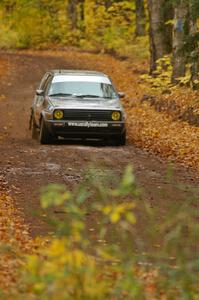 Josh Wimpey / Jeremy Wimpey at speed in their VW GTI on a straight on SS2, Beacon Hill.