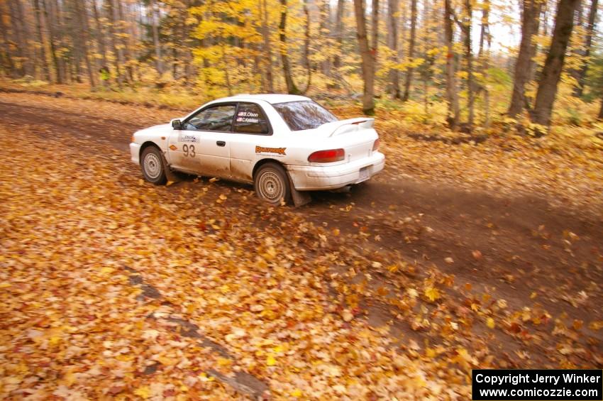 Bob Olson / Conrad Ketelsen drift their Subaru 2.5 RS through a fast sweeper near the flying finish of SS2, Beacon Hill.