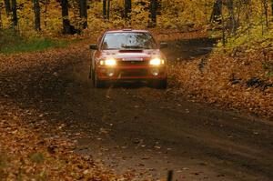 Dustin Kasten / Dave Parps drift through a sweeper near the finish of SS2, Beacon Hill, in their Subaru Impreza.