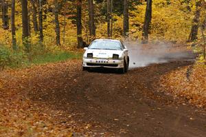 The Matt Huuki / Tom Immonen Eagle Talon limps to the end of SS2 with a blown engine.