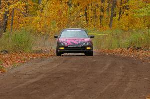 The Matt Johnston / Luke Wilcox Acura Integra limps to the end of SS2, Beacon Hill, with a blown engine.