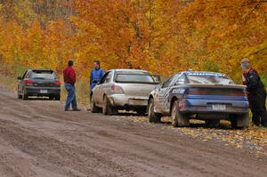 The Matt Huuki / Tom Immonen Eagle Talon and Piotr Wiktorczyk / Alan Dolan Subaru WRX STi were both DNF's at the end of SS2.