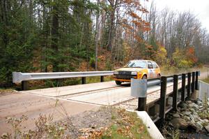 The VW Golf of Chad Eixenberger / Jay Luikart transits out of SS3.