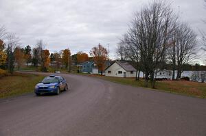 Slawomir Balda / Janusz Topor transit through a small town in the U.P. on their way to Kenton in their Subaru WRX.