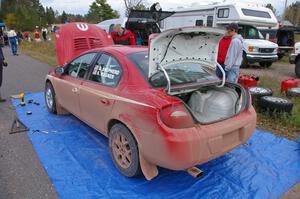 The Doug Shepherd / Karen Wagner Dodge SRT-4 comes in for work at the first Kenton service.