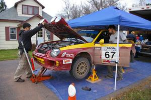 The Bryan Pepp / Jerry Stang Subaru WRX gets work done at the first Kenton service.