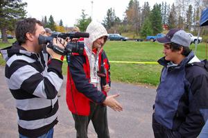 Kyle Sarasin is interviewed by the Polish media.