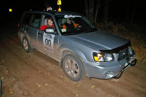 J.B. Lewis / Brenda Lewis Subaru Forester as '00' at the finish of SS5.