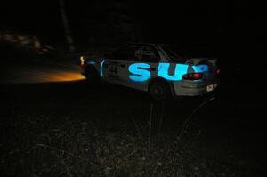 Henry Krolikowski / Cindy Krolikowski at speed near the flying finish of SS5 in their Subaru Impreza.