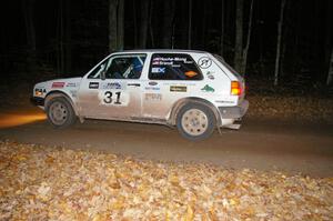 Michel Hoche-Mong / Jimmy Brandt at speed down a fast straight near the finish of SS5 in their VW GTI.