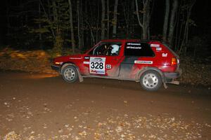 Mychal Summers / Ryan DesLaurier at speed in their VW Golf near the flying finish of SS5.