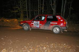 Mychal Summers / Ryan DesLaurier at speed in their VW Golf near the flying finish of SS5.