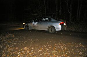 Justin Chiodo / Mike Neisen close in on the finish of SS7 in their Honda Civic.