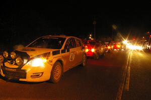 The Eric Burmeister / Dave Shindle Mazda Speed 3 heads the line about to leave the second Kenton service.