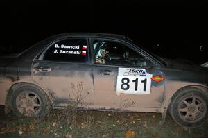 The Subaru WRX of Jaroslaw Sozanski / Bartosz Sawicki comes into a 90-right on SS7.