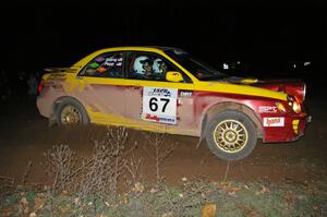 Bryan Pepp / Jerry Stang set up their Subaru WRX for a 90-right at the spectator point on SS7.