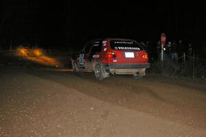 Mychal Summers / Ryan DesLaurier drift their VW Golf through the 90-right spectator point on SS7.