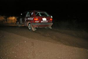 Daryn Chernick / Heidi Nunnemacher drift the back-end out at SS7 in their VW GTI.