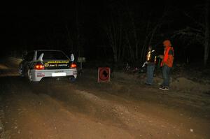 Andi Mancin / Maciej Wislawski power their Mitsubishi Evo 9 away from the start of Menge Creek, SS9.