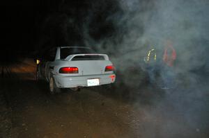 Bob Olson / Conrad Ketelsen rocket their Subaru 2.5 RS away from the start of SS9, Menge Creek.