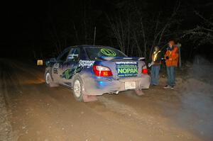 Heath Nunnemacher / Travis Hanson blast their Subaru WRX away from the start of SS9, Menge Creek.