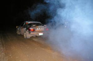 Pat Moro / Mike Rossey blast their Subaru WRX down the starting straight of Menge Creek, SS9.