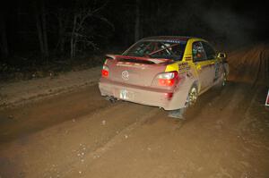 Bryan Pepp / Jerry Stang blast away from the start of SS9, Menge Creek, in their Subaru WRX .