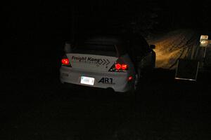 Arkadiusz Gruszka / Michal Chodan blasts away from the start of SS9, Menge Creek, in their Mitsubishi Lancer Evo 9.