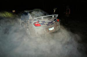 Zach Babcock / Jeff Miller launch away from the start of SS9, Menge Creek, in their Dodge SRT-4.