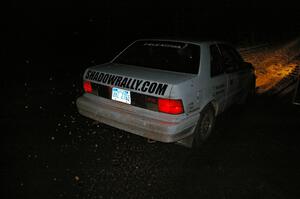 Greg Woodside / Tom Woodside accelerate away from the start of SS9, Menge Creek, in their Dodge Shadow.