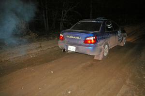 Slawomir Balda / Janusz Topor hit the accelerator at the start of SS9, Menge Creek, in their Subaru WRX.