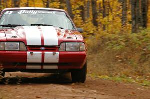 Mark Utecht / Rob Bohn drift their Ford Mustang through a small sweeper on SS10 near the finish of SS10, Gratiot Lake 1.