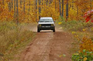 Josh Wimpey / Jeremy Wimpey fly down a straight on SS10, Gratiot Lake 1, in their VW GTI.