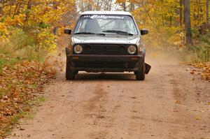 Dave Cizmas / Matt Himes blast their VW GTI into the finish of SS10, Gratiot Lake 1.