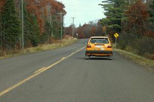 Following the transiting Chad Eixenberger / Jay Luikart VW Golf toward the Delaware Mine stage, SS11.(1)