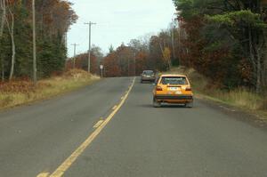 Following the transiting Chad Eixenberger / Jay Luikart VW Golf toward the Delaware Mine stage, SS11.(2)