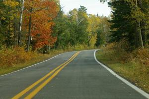 Scenic drive on MI-26 toward Brockway Mountain Drive.