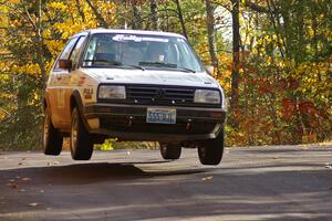 Michel Hoche-Mong / Jimmy Brandt catch nice air at the midpoint jump on Brockway 1, SS13, in their VW GTI.