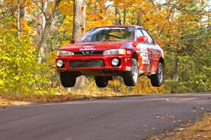 Matt Marker / Ben Slocum	get nice air on Brockway 2, SS14, in their Subaru Impreza.