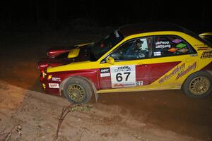 Bryan Pepp / Jerry Stang nicely drift their Subaru WRX through the final spectator corner on SS17, Gratiot Lake 2.